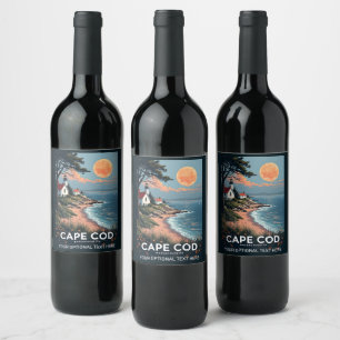 Custom Text Cape Cod Massachusetts Wine Label