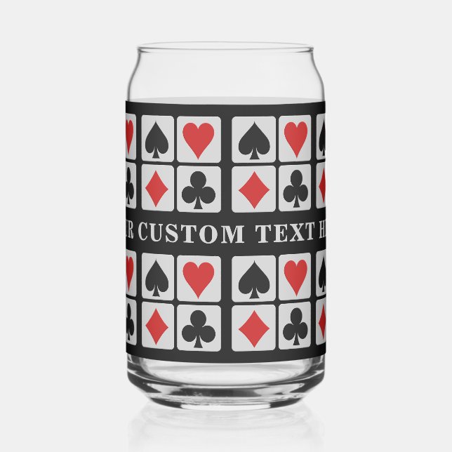 Custom Text Card Suits Can Glass (Left)