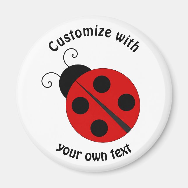 Custom Text Cartoon Ladybug Magnet (Front)
