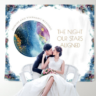 Custom  Text, Celestial Horizontal Photo Backdrop Tapestry