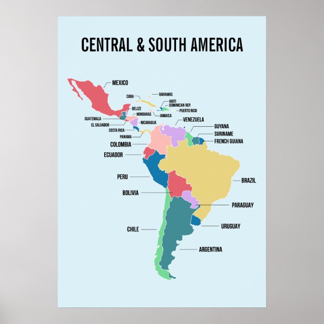 Custom Text Central & South America Poster (Front)