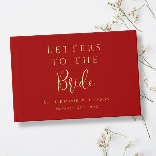 Custom Text Cherry Red Gold Letters to the Bride  Guest Book