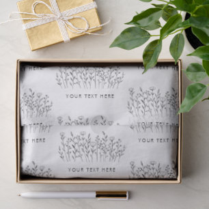 CUSTOM TEXT Chic Elegant Wildflower Line Art Tissue Paper