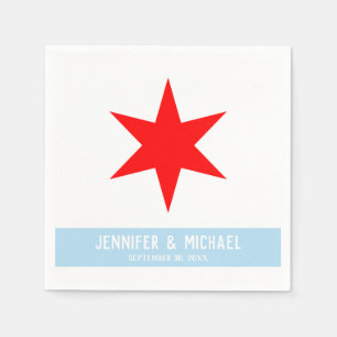 Custom Text Chicago Flag Red 6-Pointed Star Blue Napkin