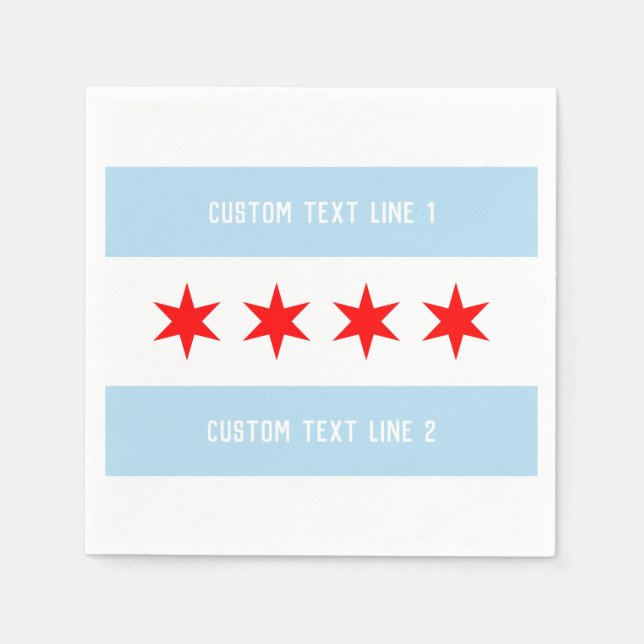 Custom Text Chicago Flag Template Napkin (Front)