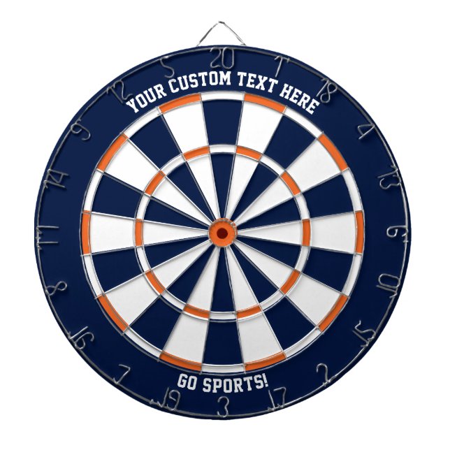 Custom Text Chicago Illinois Sports Blue Orange Dartboard (Front)