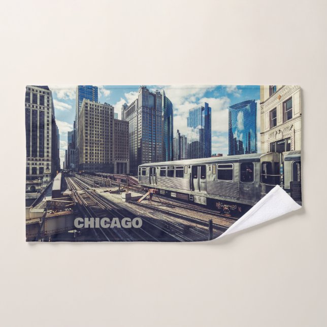 Custom Text Chicago USA Hand Towel (Hand Towel)