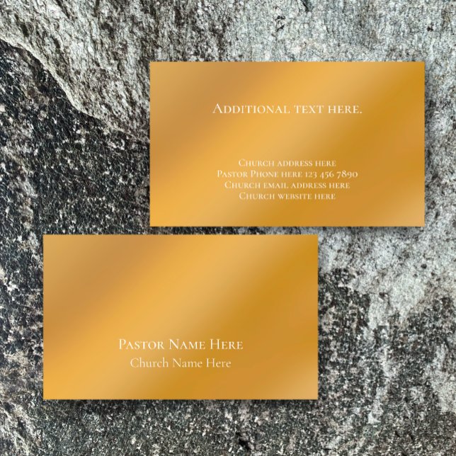 Custom Text Christian Church Pastor Personalised  Business Card (Personalize these classy modern faux gold business cards. Golden gradient simple custom calling card)