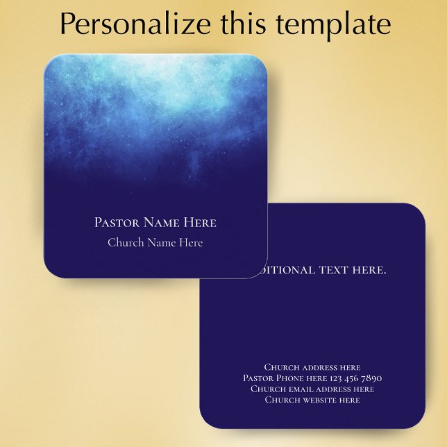 Custom Text Christian Church Pastor Personalised  Calling Card (Personalize this modern blue nebula business card. 
)