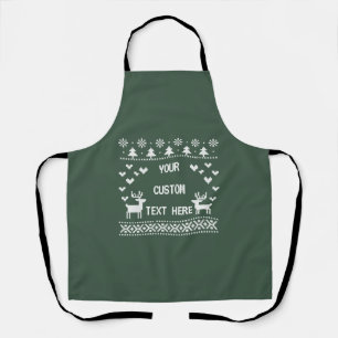 Custom Text Christmas Ugly Sweaters Couple Funny Apron