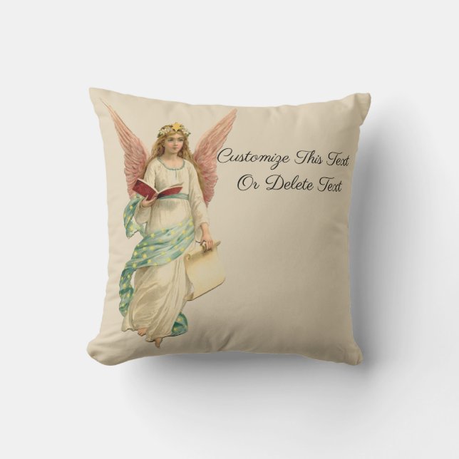 Custom Text/ Christmas Vintage Retro Angel Girl Cushion (Front)