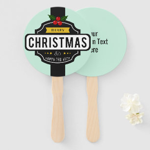 Custom text Christmas Wishes hand fan set