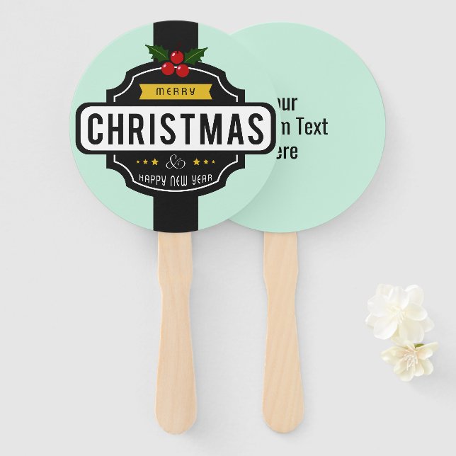 Custom text Christmas Wishes hand fan set (Front and Back)