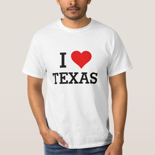 Custom Text Classic I Love Texas Red Heart Shirt (Front)