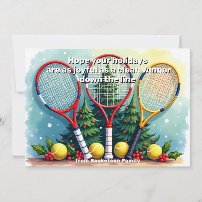 🎾🎄Custom text,  Clean Winner Cheer Holiday Card (Front)