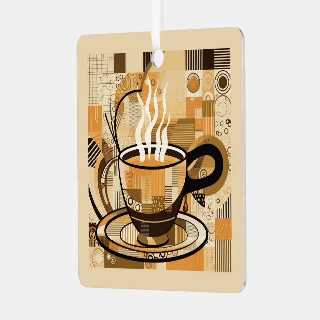 Custom Text Coffee Metal Tree Decoration (Front Left)