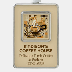 Custom Text Coffee Silver Plated Framed Ornament