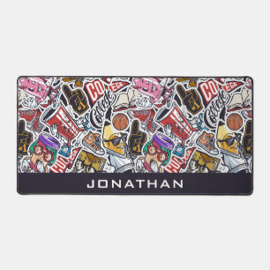Custom Text College Comics Pattern Desk Mat
