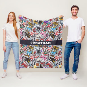 Custom Text College Comics Pattern Fleece Blanket
