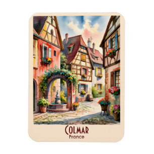 Custom Text Colmar Alsace France Travel Watercolor Magnet