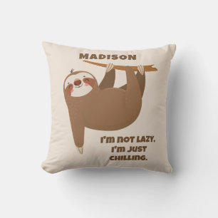 Custom Text & Color Cute Sloth Cushion