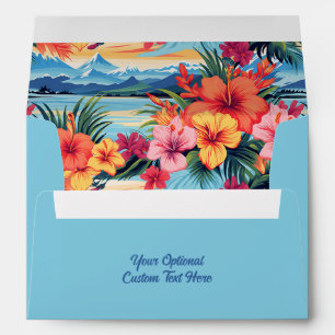 Custom Text Colorful Tropical Flowers & Landscape Envelope