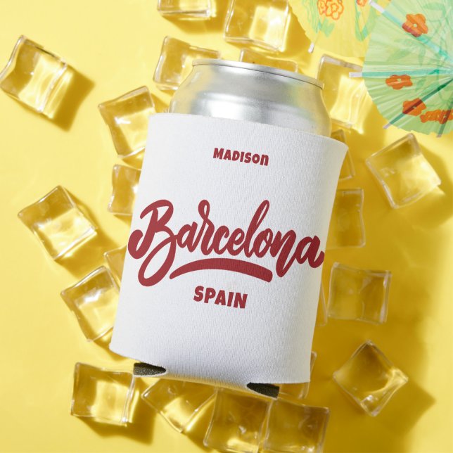 Custom Text & Colour Barcelona Can Cooler (In Situ Summer)