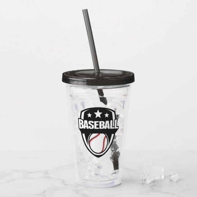 Custom Text & Colour Baseball Acrylic Tumbler (Front Ice)