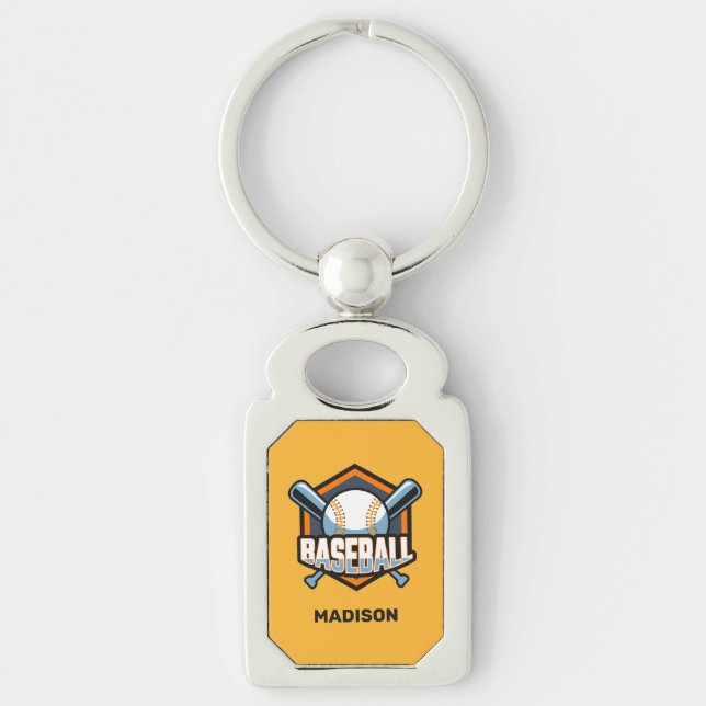 Custom Text & Colour Baseball Key Ring (Front)