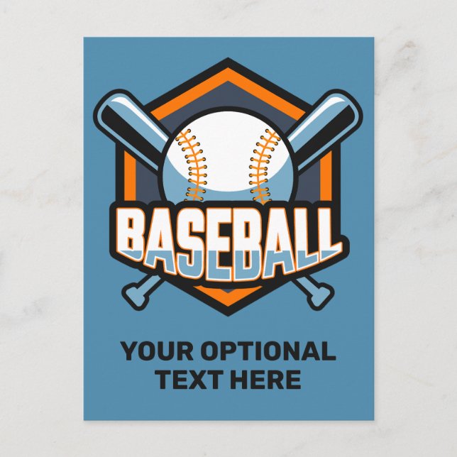 Custom Text & Colour Baseball Postcard (Front)