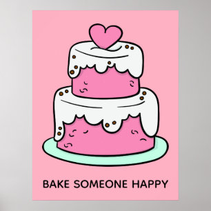 Custom text & colour Cake Illustration poster