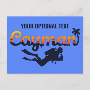 Custom Text & Colour Cayman Islands Diver Postcard