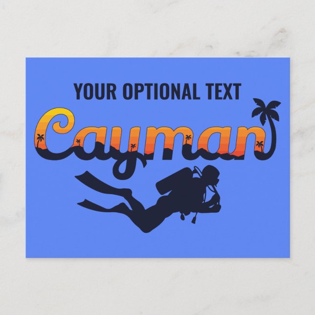Custom Text & Colour Cayman Islands Diver Postcard (Front)