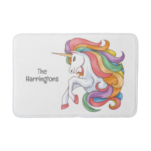 Custom Text & Colour Colourful Unicorn Bath Mat