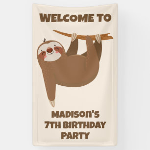 Custom Text & Colour Cute Sloth Banner
