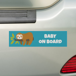 Custom Text & Colour Cute Sloth Bumper Sticker