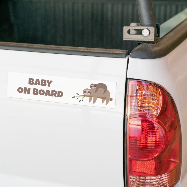Custom Text & Colour Cute Sloth Bumper Sticker (On Truck)
