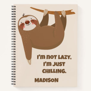 Custom Text & Colour Cute Sloth Notebook