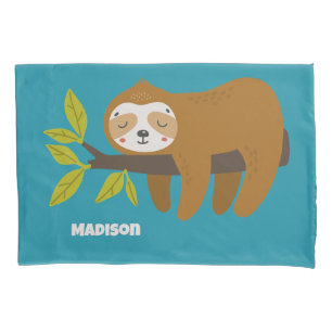 Custom Text & Colour Cute Sloth Pillowcase