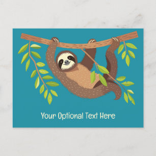 Custom Text & Colour Cute Sloth Postcard