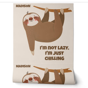 Custom Text & Colour Cute Sloth Wallpaper
