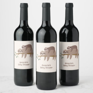 Custom Text & Colour Cute Sloth Wine Label