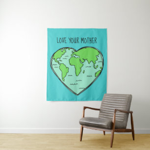 Custom text & colour Earth Love tapestry