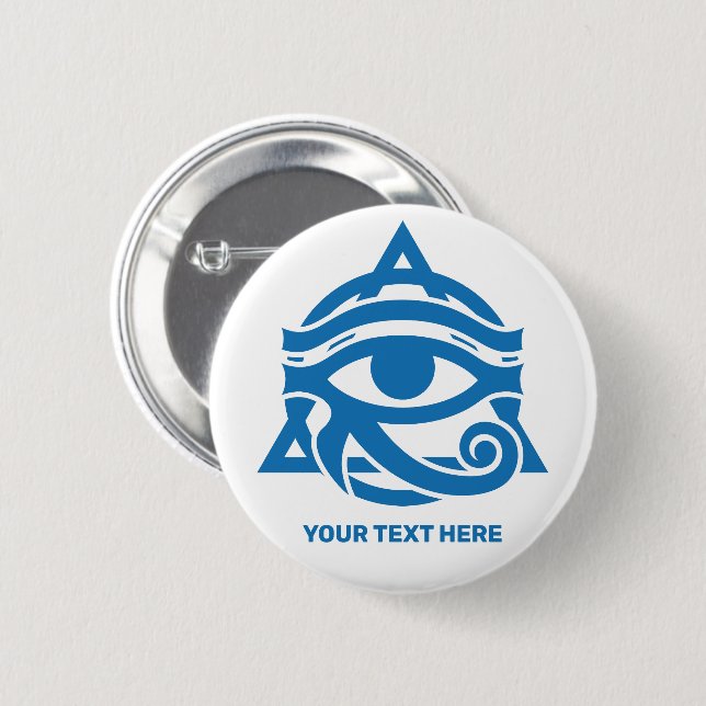 Custom Text & Colour Eye of Horus 6 Cm Round Badge (Front & Back)