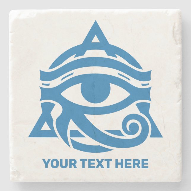 Custom Text & Colour Eye of Horus Stone Coaster (Front)