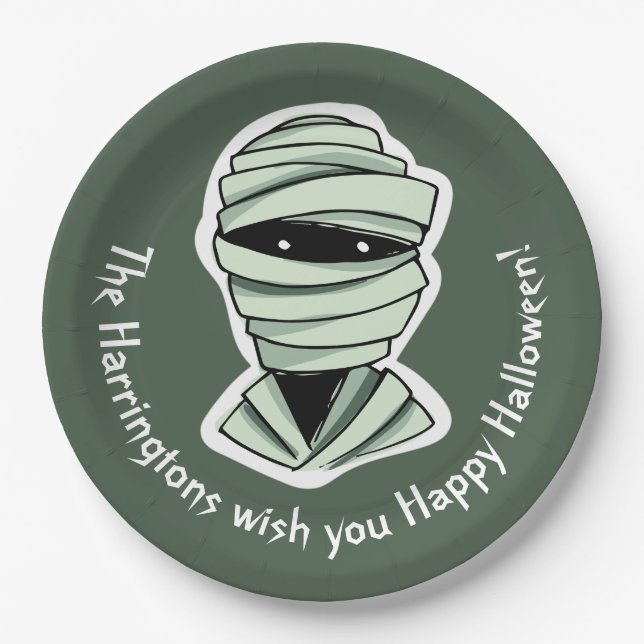 Custom text & colour Halloween Creatures 2/4 Paper Plate (Front)