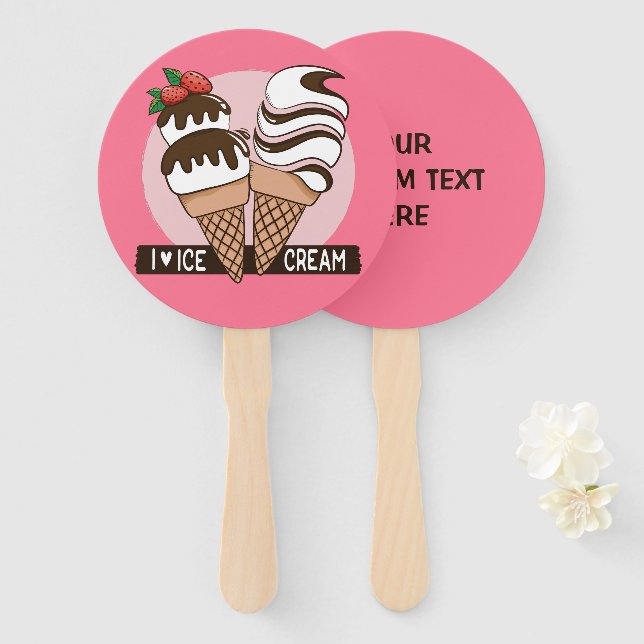 Custom text & colour ice Cream Lover fan set (Front and Back)