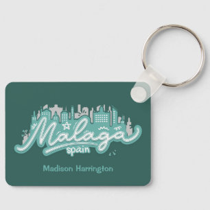 Custom Text & Colour Malaga Spain Key Ring