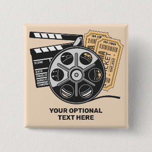Custom Text & Colour Movie 15 Cm Square Badge