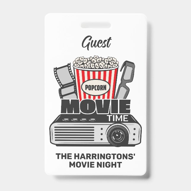 Custom Text & Colour Movie Time ID Badge (Front)